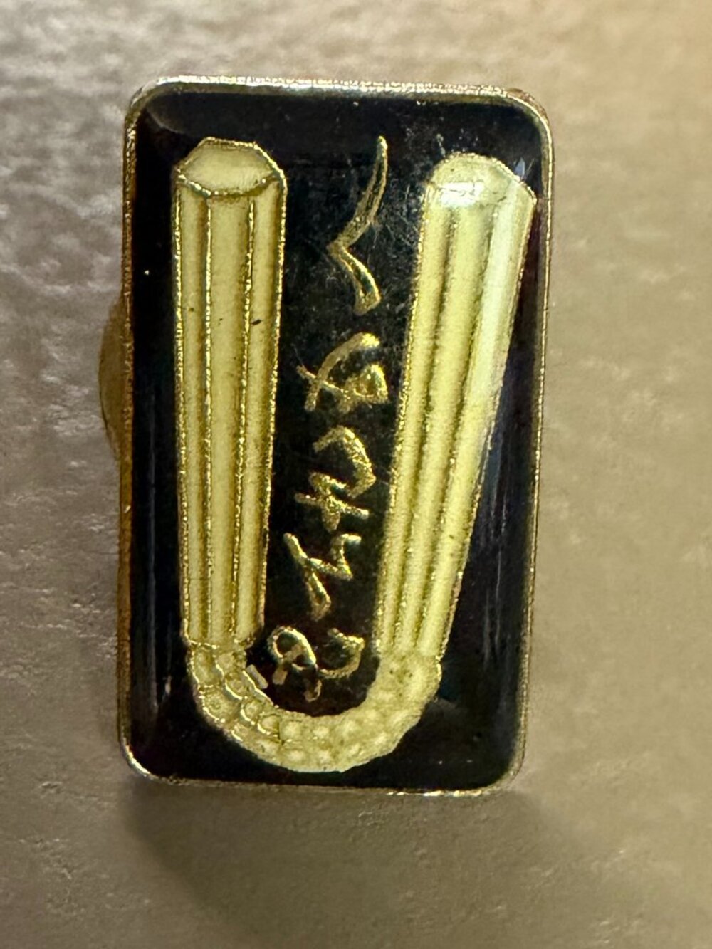Vintage Martial Arts Enamel Lapel Pin Black & Gold